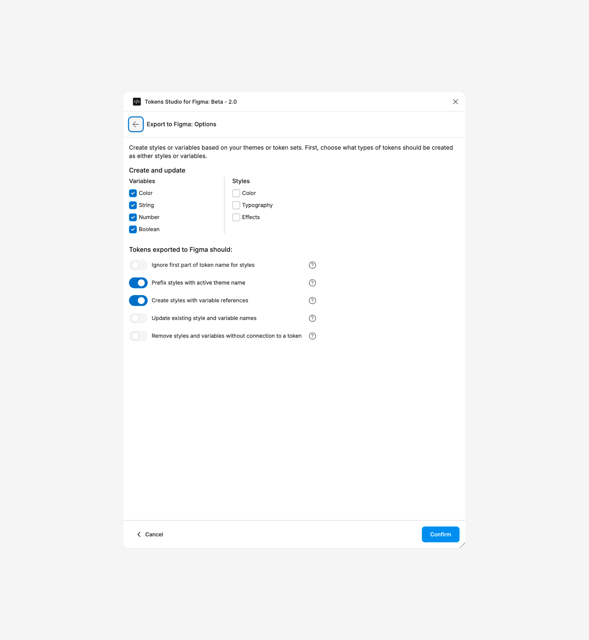 TS Export Options